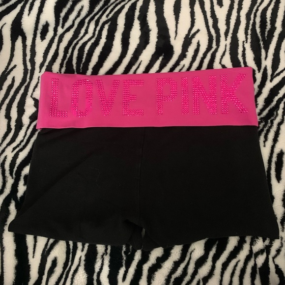 PINK Victoria's Secret Shorts Victorias Secret Pink Rhinestone Yoga